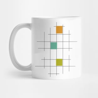 Turquise Green and Orange Squares and Lines Mug